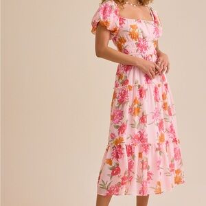 Altar'd State Pink Floral Midi Dress